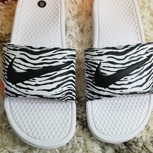 zebra nike slides
